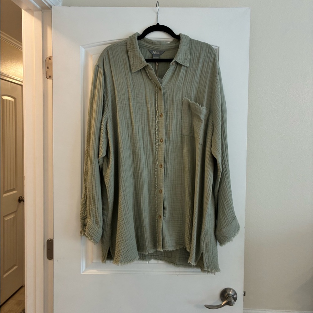 Olive Green Button-Up Shirt